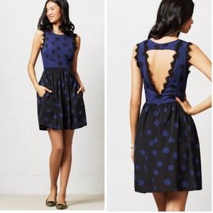 Cory Lynn Calter Blue/Black Polka Dot Dress